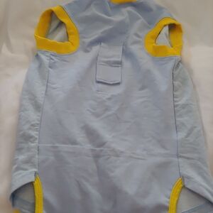 Dog recovery suit blue with yellow trim new without tags